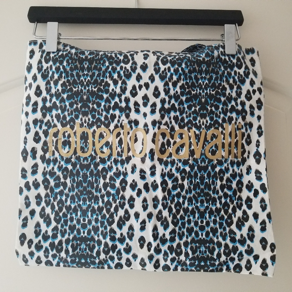Roberto Cavalli Tote Cotton Leopard Made in Italy